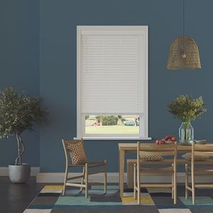 2-inch Faux Wood Cordless Room Darkening Blinds for Windows - Starting at $19.97 - (Over 500 Custom Sizes) Faux Wood Blinds, Room Darkening Blinds, White - 35" W x 64" H