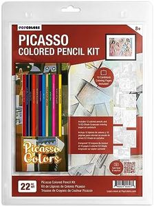 Picasso Themed Colored Pencils & Coloring Pages for Art Lovers | Gift Set of 12 Themed Colored Pencils with Picasso-Themed Names Plus 10 Fun Coloring Pages