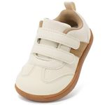 STQ KIDS Boys Girls Trainers Toddler Wide Toe Box School Shoes Zero Drop Barefoot First Walking Shoe Lightweight Casual Running Tennis Sneaker Beige Brown 8 UK Toddler