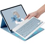 Keyboard Case for 9.7 Inch iPad 6th Generation 2018/5th Gen 2017/iPad Pro 9.7/ iPad Air 2/ iPad Air 1- Slim Case with Cute Color Keyboard Detachable Bluetooth Keyboard Cover Pencil Holder (Mist Blue)