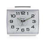 Ravel - Large Retro Bedside/Mantle Quartz Alarm Clock with Silent Sweep Second Hand, Snooze and Light - RC037.4 - White