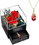 Eternal Rose with Necklace, Real Flower Gifts Her, Wife, Girlfriend, Women - Valentines' Day, Mothers Day, Birthday, Anniversary Presents for Mom