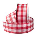 Royal Imports Buffalo Checkered Plaid Christmas Ribbon Wired, Red/White, 2.5" (#40) Gingham Design for Bow Making, Gift Wrapping, Wreaths, Holiday, 50 Yd Roll (150 FT Spool)