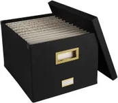 BLU MONACO File Boxes for Hanging Files with Lid: Black Document Organizer Box, Hanging File Box, File Organizer Box, File Storage Box, File Folder Box with Lid for Letter and Legal Size Paperwork