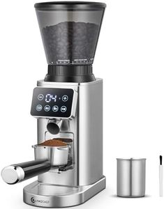 AMZCHEF Molinillo de Café Eléctrico con Soporte Desmontable y Contenedor | Panel Táctil LCD | 24 Regulable de Molido Molinillo de Café con Muelas para Espresso/Drip/Pour Over/Cold Brew/French Press