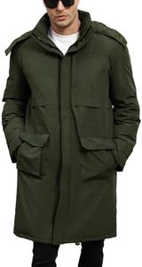 Wyeysyt Mens Long Winter Coats Parka Warm Hooded Quilted Puffer Jacket Thicken Water-Resistant Heavy Outerwear(ArmyGreen-L)
