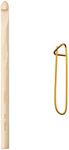 ChiaoGoo Crochet Hook Bamboo Dark Patina; Size US S (19mm) Bundle with 1 Sturdy Stitch Holder 1022-S