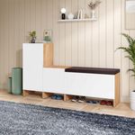 Rocco Trudo Shoe Cabinet | Engineered Wood Shoe Rack with Soft-Close Doors & Adjustable Shelf | Premium Matte Finish | Modular Design for Hallway & Bedroom (6 Pair + 10 Pair + 12 Pair Seat Cabinet)