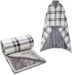 forestfish Fleece Wearable Blanket Oversized, Comfy Lightweight Lap Blanket Poncho Throw with Buttons, 63“x 55”(White)