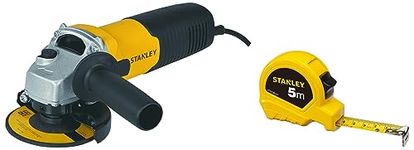 STANLEY STGS6100 600W, 100mm Small Angle Grinder (Yellow and Black) & STANLEY STHT36127-812 5 Meter Plastic Short Measuring Tape (5m) (Yellow)