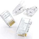 iVoltaa CAT 6 RJ45 Connectors Pack of 10 Ethernet Cable Plugs with Strain Relief Boots for Solid & Stranded UTP Network Cable - Transparent (Pack of 10)