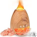 Jeebel Aroma Diffuser for Essential Oils - Diffuser Salt Lamp with Salt Stone Himalaya and 3D LED Flame Effect - 200ml Mini Cool Mist Humidifier for Aromatherapy and Salt Healing in Bedroom Office