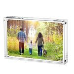 Boxalls Acrylic Photo Frame 15 x 20 cm (6 x 8 inch), Double Sided Picture Frame with Magnetic, Clear Frameless Desktop Photo Block