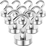 MIKEDE Magnetic Hooks Heavy Duty, 25Lbs Neodymium Magnets with Hooks for Refrigerator, 10Pcs Strong Cruise Hooks for Hanging, Magnetic Hanger for Grill, Toolbox, Storage