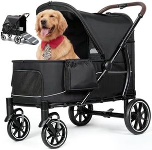 ELEMARA Large Dog Stroller with Walk-in Ramp, up to 110 lbs – Heavy Duty Dog Stroller for Large Dogs & 2 Medium Dogs, All-Terrain Wagon for Senior, Injured & Post-Surgery Pets