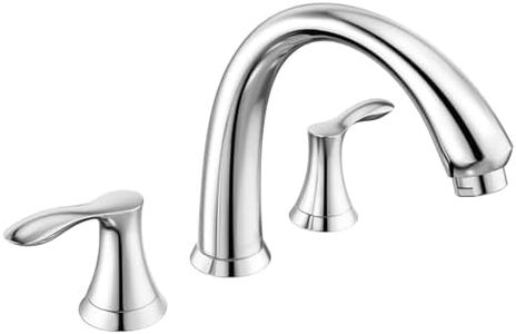 Chrome Roman Tub Faucet, Lava Odoro Chrome Bathtub Faucet with Valve, High Flow 2 Handle Deck Mount Tub Faucet, Solid Brass 8 inch Widespread 3 Hole Tub Filler TF405-C