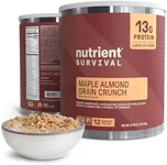Nutrient Survival MRE Cereal, Maple Almond Grain Crunch (12 Servings) Freeze Dried Prepper Supplies & Emergency Food Supply, Dairy & Gluten Free, Shelf Stable Up to 25 Years, One Can