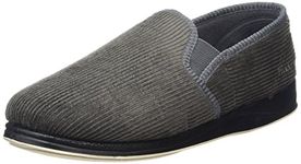 Padders Albert Men's Wide Fit Slip-On Memory Foam Slippers - Soft Textile Upper and Close Back Design with Wide G Fitting for Extra Room and Ultimate Comfort (Grey, UK7)