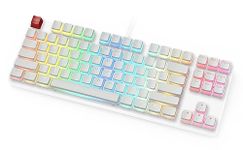 Glorious Aura Keycaps for Mechanical Keyboards - PBT, Pudding, Double Shot, White, Standard Layout | 104 Key, TKL, Compact Compatible (Aura (White))