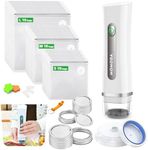 [57 PCS All-in-One Vacuum Sealer & Canning Kit] Handheld Electric Vacuum Pump with Mason Jar Sealers, Reusable Vacuum Bags & Lids for Food Storage & Meal Prep