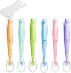 PandaEar Baby Silicone Soft Spoons| Training Feeding for Kids Toddlers Children and Infants| BPA Free 6 Pack| Great Gift Set |Gum-Friendly First Stage