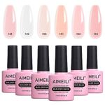 AIMEILI 8 in 1 Builder Nail Gel Set, Sheer Color Builder Base Nail Strengthening Gel Nail Extension Glue Gel in a Bottle, UV LED Gel Polish 6pcs X 10ml - Gift Kit 36