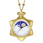 BOSHIYA Sailor Moon Pocket Watch Gold Rhinestone Star Quartz Pocket Watches for Women with Chain Necklace Cosplay Accessories & Gifts Box, Sailor Moon, M, Anime