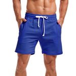 Amy Coulee Mens Gym Shorts 5.5" Cotton Workout Athletic Shorts Drawstring Casual Sweat Shorts with Pockets (Royal Blue, L)