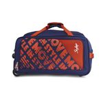 Skybags Ortix Polyester 65 cm Medium Size 73L Stylish Duffle Trolley Bags for Travel with 2 Wheels - Blue/Orange