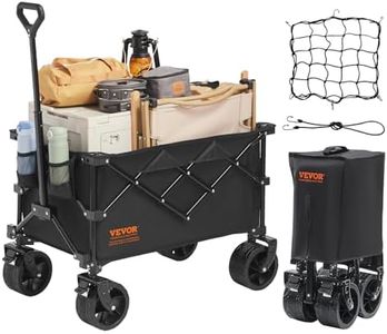 VEVOR Carro Pieghevole, Carrello da Spiaggia da 220 L con Ruote per Tutti i Terreni, Carrello da Carro Pieghevole per Carichi Pesanti Max 330 libbre con portabevande