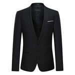 Allthemen Mens Blazer Casual Slim Fit Formal Suit Jackets Classic 2 Button Solid Wedding Tuxedo Black XXL