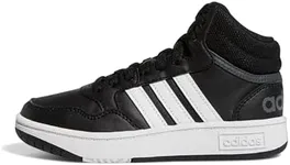 adidas Hoops 3.0 Basketball Shoe, Core Black/White/Grey, 1 US Unisex Little Kid