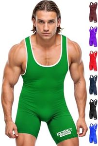 Exxact Sports Plain Men's Wrestling Singlet, High Performance Powerlifting Singlet Wrestling Singlets for Men - (Green, AXL)