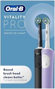 Oral-B Vitality Pro 2x Electric Toothbrushes For Adults, 2 Toothbrush Heads, 3 Brushing Modes Including Sensitive Plus, 2 Pin UK Plug, Black & Purple