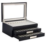 Decorebay Executive Wooden Grain 30 Fountain Pen Collector Organizer Box with Glass Window (Dark Night)