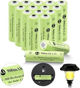 JiajaX Rechargeable AA Batteries, Ni-MH AA 900mAh Rechargeable Batteries, Double A 1.2v Solar Batteries for Garden Landscaping Outdoor Solar Lights, String Lights, Pathway Lights (16 Pack)