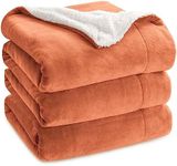 Bedsure Sherpa Fleece Throw Blanket King Size - Thick and Warm, Fluffy Microfiber Solid & Soft Blankets for Bed and Couch, Mango, 230x270cm