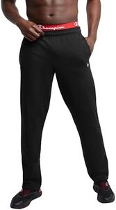 Champion Men's Powerblend Open Bottom Fleece Pants, Black, Large US