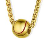 Baseball Necklace for Boys 8-12 Stainless Steel Wheat Chain Baseball Necklace Youth Baseball Necklace for Boys Mens Sports Jewelry Baseball Gifts for Son Grandson Friends