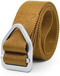 Tactical Belt, Nylon Webbing Web Belt with Metal Buckle for Outdoor Sports and Hunting Sand