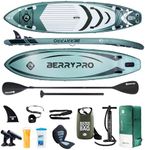 BERRYPRO Inflatable Stand Up Paddle Board,Yoga Board,Fishing Paddle Board with Full Accessories for All Water Sport Skills(12'×34''×6''-Morandi Green)