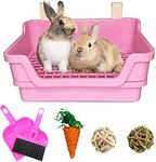 kathson Extra Large Rabbit Litter Box Trainer Rabbit Toilet Small Animal Potty Bunny Litter Pan Box for Adult Guinea Pig Rats Chinchilla Ferret Galesaur (Pink)