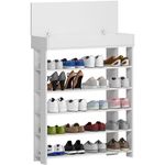 DlandHome Entryway 5 Tiers Shoe Racks with Flip Top Wood Shoes Storage Shelf Organizer,White 10CZWKL24-WH-DCA