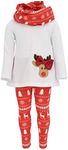 Unique Baby Girls 3 Piece Christmas Reindeer Bow Outfit with Scarf (7)