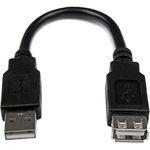 StarTech.com 6in USB 2.0 Extension Adapter Cable A to A - M/F - USB extension cable - USB (M) to USB (F) - USB 2.0 - 5.9 in - black (USBEXTAA6IN)