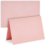 48 Pack 4x6 Blank Cards and Envelopes - DIY Printable Plain Greeting Notes for Birthday, Baby Shower, Wedding Invitations - Pink