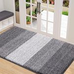 Grandaily Indoor Doormat, 32" x 48" Non-Slip Mud Trapper Absorbent Front Door Mats, Washable Striped Inside Entryway Mat, Low-Profile Welcome Mat Entrance Mat, Grey