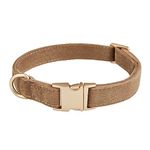 YUDOTE Ultra-soft Dog Collar Natural Cotton Corduroy Made for Small Dogs with Sensitive Skin,Coffee Brown