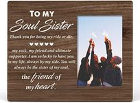 Soul Sister Wood Picture Frame Rustic Friendship Wooden Photo Frame for Tabletop or Wall Display (for 4x6 Photo), Besties Sisters Gift