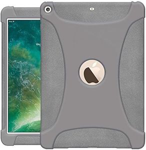 AMZER AMZ203676 Rugged Silicone Skin Jelly Slim Protective Heavy Duty Shockproof Anti Slip Kids Friendly Case for The New 9.7 iPad 2018 - Grey